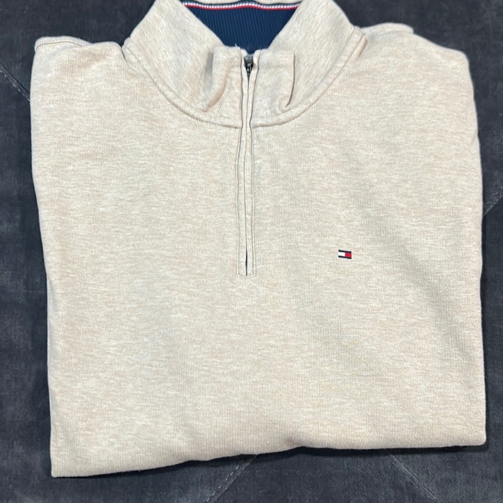 2xl beige quarter zip pull over Tommy Hilfiger